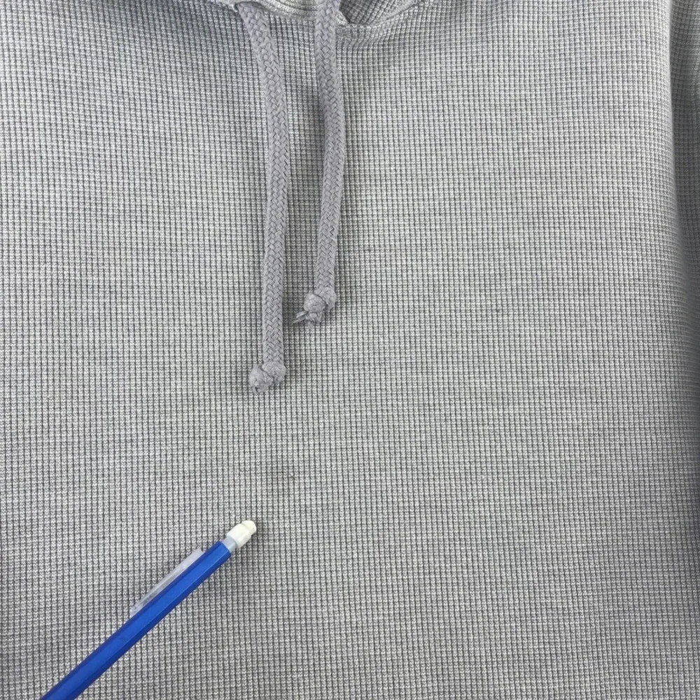 The North Face Mens Gray Waffle Knit Thermal‎ Hoodie Kangaroo Pocket Large